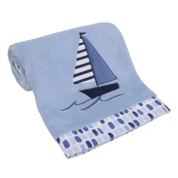 Nautica Nautical Adventure Blue Super Soft Coral Fleece Sailboat Baby Blanket Light Blue Navy Grey WhiteNautical Adventure