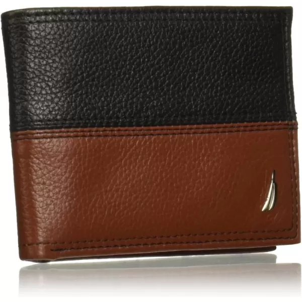 Nautica Pebble TwoTone Leather WalletNautica Mens Pebble Twotone Leather Bifold Bifold Wallet Cognac Cognac