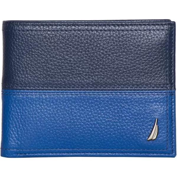 Nautica Pebble TwoTone Leather WalletNautica Pebble Twotone Leather Bifold Wallet Cobalt Blue