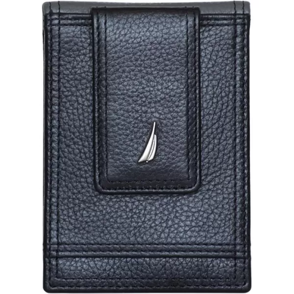 Nautica Pebble TwoTone Leather WalletNautica Pebble Twotone Leather Front Pocket Wallet BlackGrey