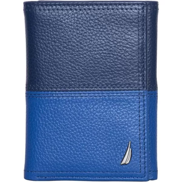 Nautica Pebble TwoTone Leather WalletNautica Pebble Twotone Leather Trifold Wallet Cobalt Blue