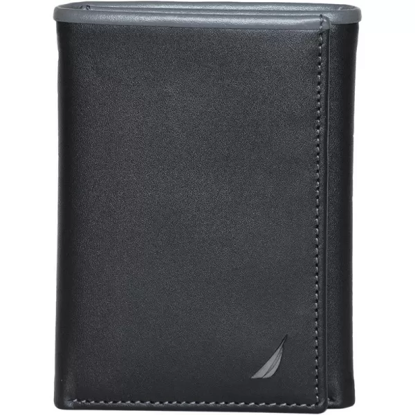 Nautica Pop Color Leather Bifold WalletNautica Pop Color Leather Trifold Wallet BlackGrey