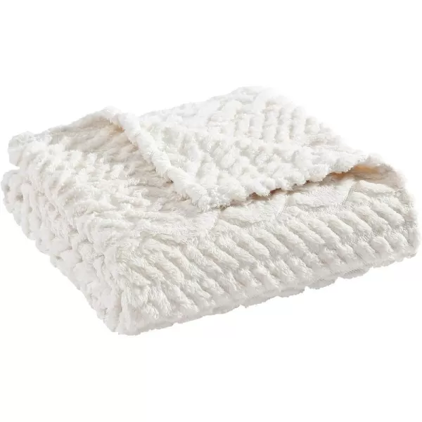 Nautica Throw Blanket Reversible Cable Knit Sherpa Bedding Home Decor for All Seasons Ivory 50 x 6050 x 60 Ivory