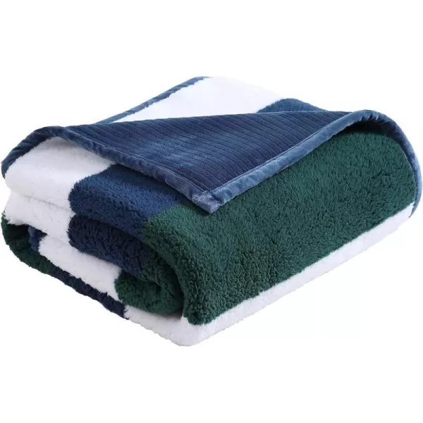 Nautica Ultra Soft Plush Home Decor All Season Reversible Sherpa Bedding Throw Blanket 50 x 60 Wilton Navy50 x 60 Wilton Green