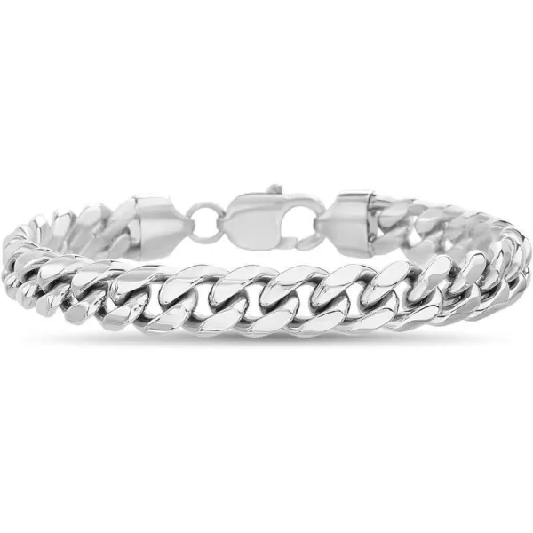 Nautica Unisex Bracelet  Mens Stainless Steel Cuban Chain Bracelet  Miami Link Bracelet for WomenWhite One Size