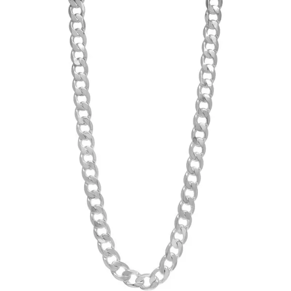 Nautica Unisex Necklace  Mens Silver Tone Chain Necklace  Flat Link Curb Chain Necklace for Women12 mm