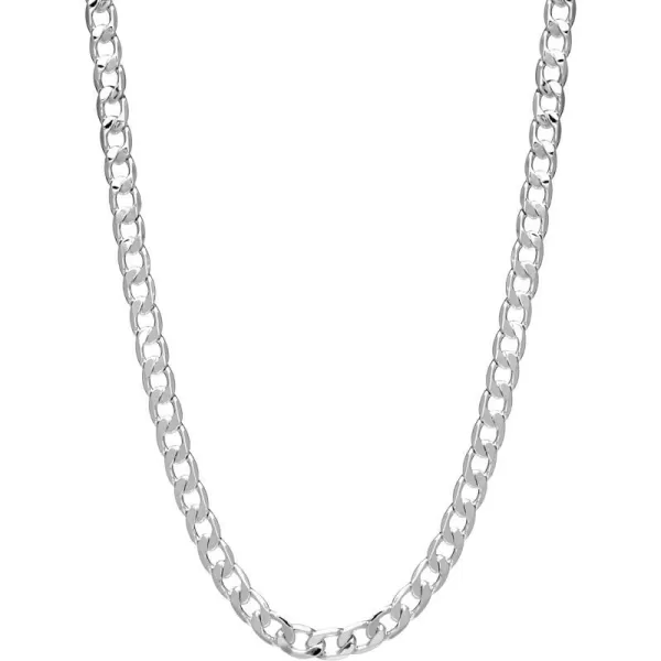 Nautica Unisex Necklace  Mens Silver Tone Chain Necklace  Flat Link Curb Chain Necklace for Women7 mm