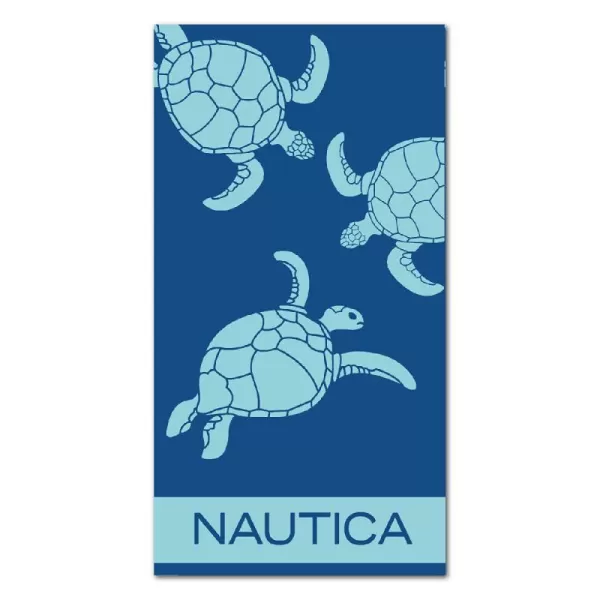 Nautica Velour Beach Towel Woven Super Absorbent RingSpun Cotton  36 X 68 Turtle Bay BlueNautica Velour Beach Towel Woven Super Absorbent RingSpun Cotton  36 X 68 Turtle Bay Blue