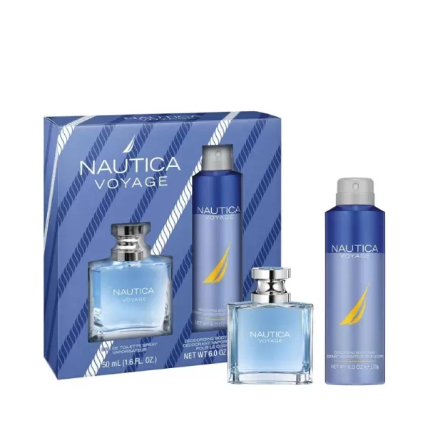 Nautica Voyage Deodorizing Body Spray for Men  Fresh Romantic Fruity Scent  Woody Aquatic Notes of Apple Water Lotus Cedarwood and Musk  Ideal for Day Wear  60 OzPack of 2 2 Piece Set