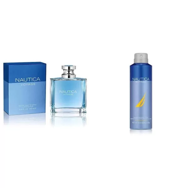 Nautica Voyage Eau De Toilette for Men  Fresh Romantic Fruity Scent Woody Aquatic Notes of Apple Water Lotus Cedarwood and Musk Ideal Day Wear 33 Fl Oz34 Ounce  6 Ounce Voyage 2 Piece Set