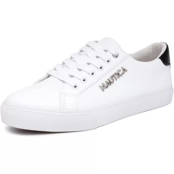 Nautica Women Fashion Sneaker LaceUp Tennis All White Casual Shoes for LadiesArentWhite Black Iridescent