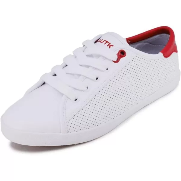 Nautica Women Fashion Sneaker LaceUp Tennis Casual Shoes for LadiesWhite Redlanyard X