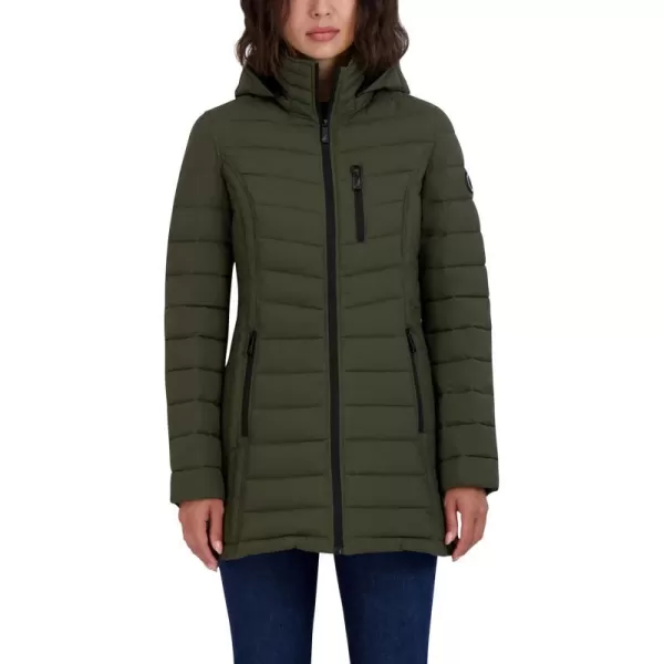 Nautica Womens 34 Midweight Stretch Puffer Jacket with HoodGreen 2