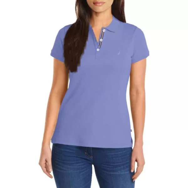 Nautica Womens 3Button Short Sleeve Breathable 100 Cotton Polo ShirtDeep Peri