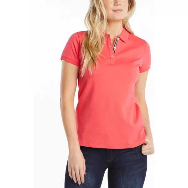 Nautica Womens 3Button Short Sleeve Breathable 100 Cotton Polo ShirtMelon Berry