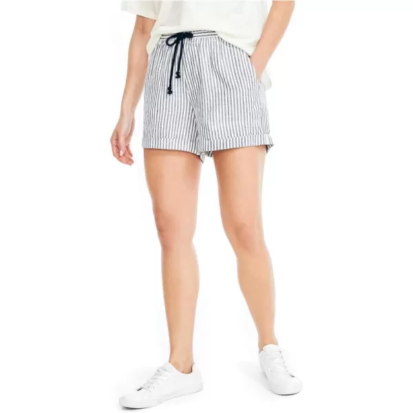 Nautica Womens 45 Sustainably Crafted Linen Striped ShortNavy Seas