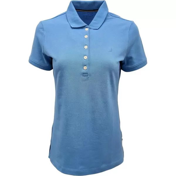 Nautica Womens 5Button Short Sleeve Cotton Polo ShirtAzure Blue