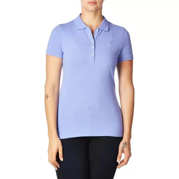 Nautica Womens 5Button Short Sleeve Cotton Polo ShirtDeep Peri