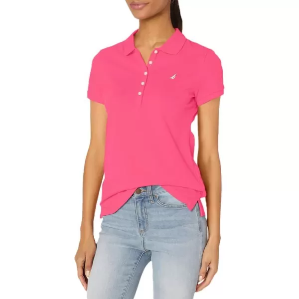 Nautica Womens 5Button Short Sleeve Cotton Polo ShirtLeis Pink