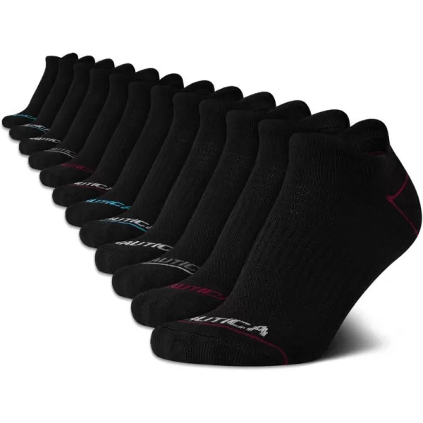 Nautica Womens Athletic Socks  Cushioned Low Cut Ankle Socks 12 PackBlack Tab