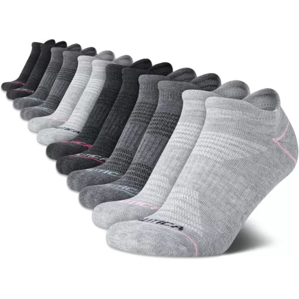 Nautica Womens Athletic Socks  Cushioned Low Cut Ankle Socks 12 PackGrey Tab