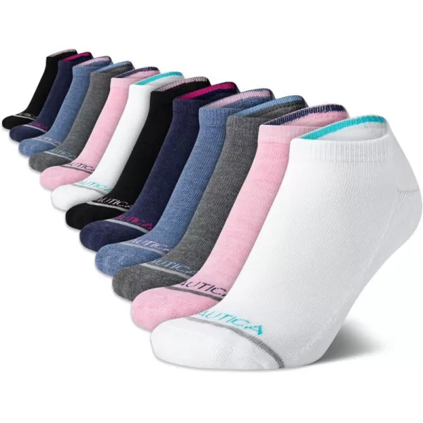 Nautica Womens Athletic Socks  Cushioned Low Cut Ankle Socks 12 PackPink Assorted