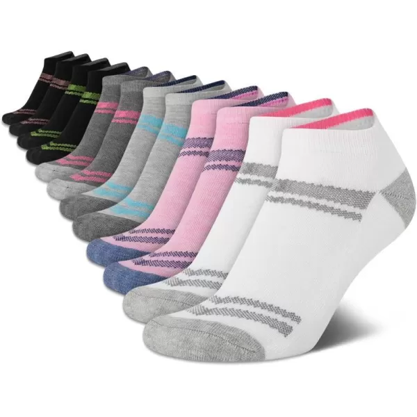 Nautica Womens Athletic Socks  Cushioned Low Cut Ankle Socks 12 PackPinkWhite Assorted