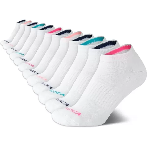 Nautica Womens Athletic Socks  Cushioned Low Cut Ankle Socks 12 PackWhite