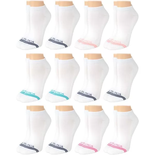 Nautica Womens Athletic Socks  Cushioned Low Cut Ankle Socks 12 PackWhite Out