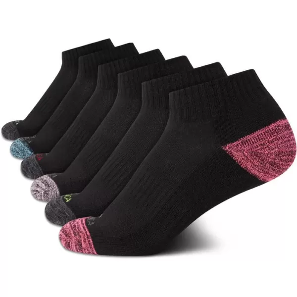 Nautica Womens Comfort Cushioned Quarter Cut Moisture Control Athletic Socks 6 PackBlack Assorted