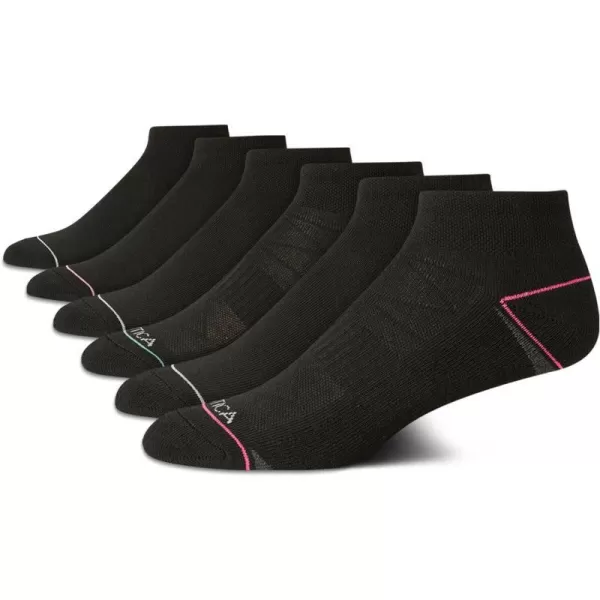 Nautica Womens Comfort Cushioned Quarter Cut Moisture Control Athletic Socks 6 PackBlack Multi