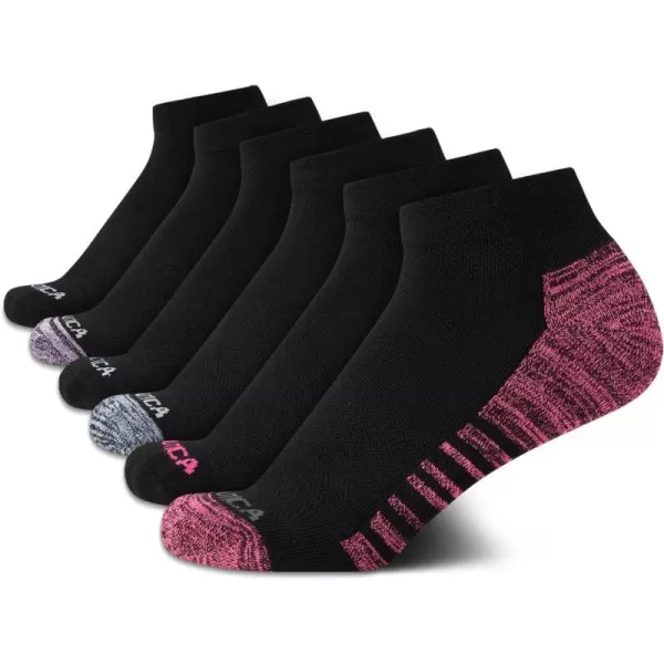 Nautica Womens Comfort Cushioned Quarter Cut Moisture Control Athletic Socks 6 PackPure Black