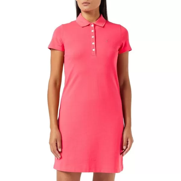 Nautica Womens Easy Classic Short Sleeve Stretch Cotton Polo DressRouge Pink