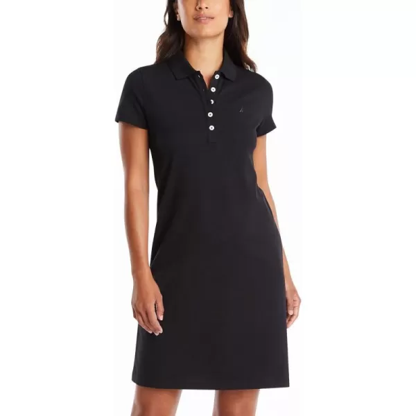 Nautica Womens Easy Classic Short Sleeve Stretch Cotton Polo DressTrue Black