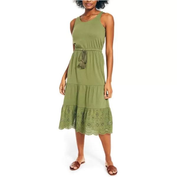 Nautica Womens Eyelet Midi DressOlivine