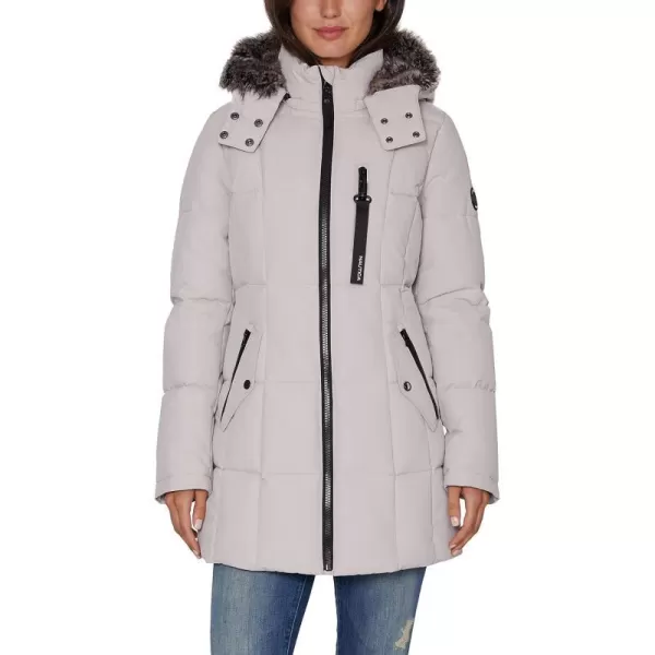 Nautica Womens Heavyweight Puffer Jacket with Faux Fur Lined HoodLimestone