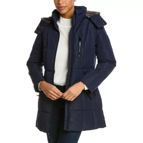 Nautica Womens Heavyweight Puffer Jacket with Faux Fur Lined HoodNavy Seas