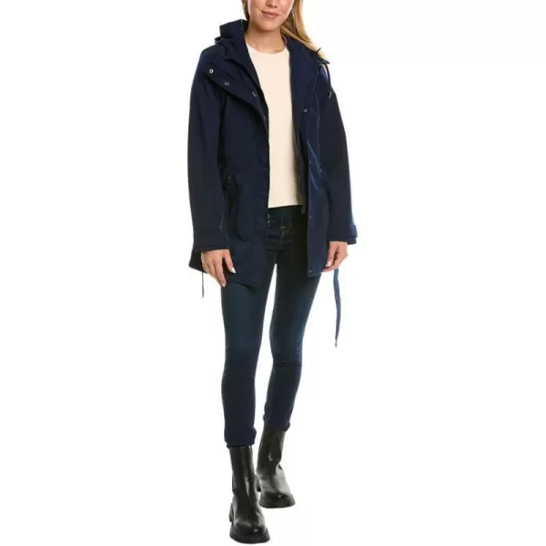 Nautica Womens Hooded Raincoat with Belt JacketNavy Seas