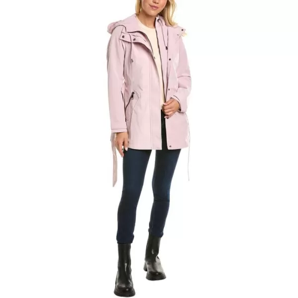 Nautica Womens Hooded Raincoat with Belt JacketPowder Pink