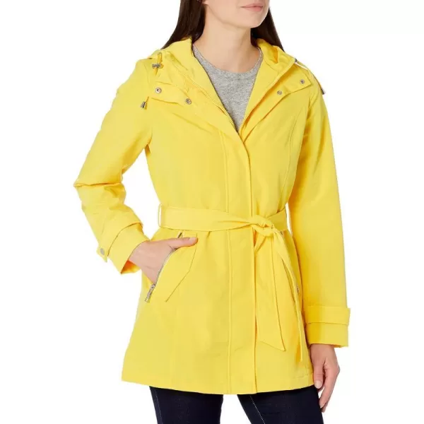 Nautica Womens Hooded Raincoat with Belt JacketSunny Yellow