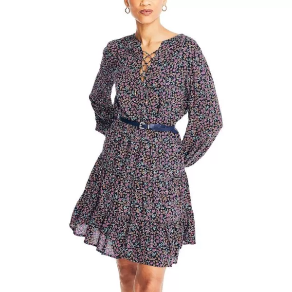 Nautica Womens Laceup Floral Print DressNavy Seas