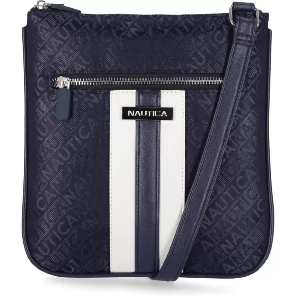 Nautica Womens Lakeside Signature Jaquard North South Crossbody BagNavy