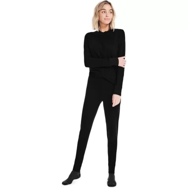 Nautica Womens Long Sleeve Long Johns Base Layer Waffle Thermal Underwear SetBlack