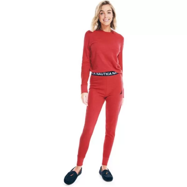 Nautica Womens Long Sleeve Long Johns Base Layer Waffle Thermal Underwear SetRed