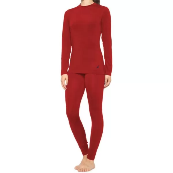 Nautica Womens Long Sleeve Long Johns Thermal Underwear Base Layer SetRed