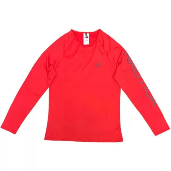 Nautica Womens Long Sleeve Rashguard UPF 30 Uv Sun Protection Swim ShirtSolid Red