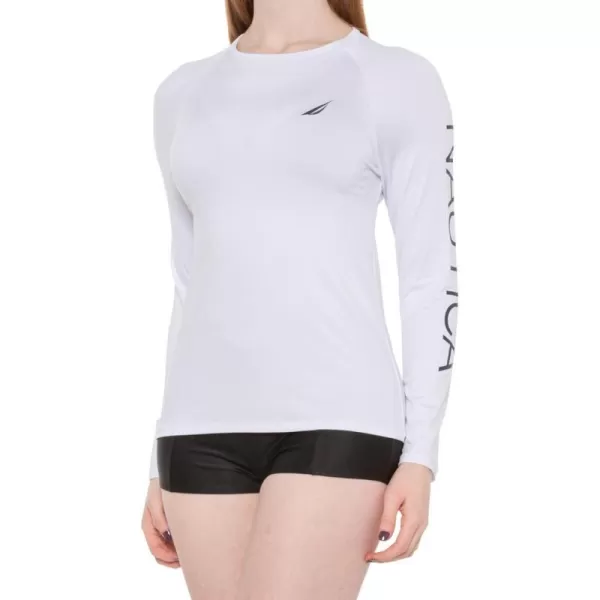 Nautica Womens Long Sleeve Rashguard UPF 30 Uv Sun Protection Swim ShirtSolid White