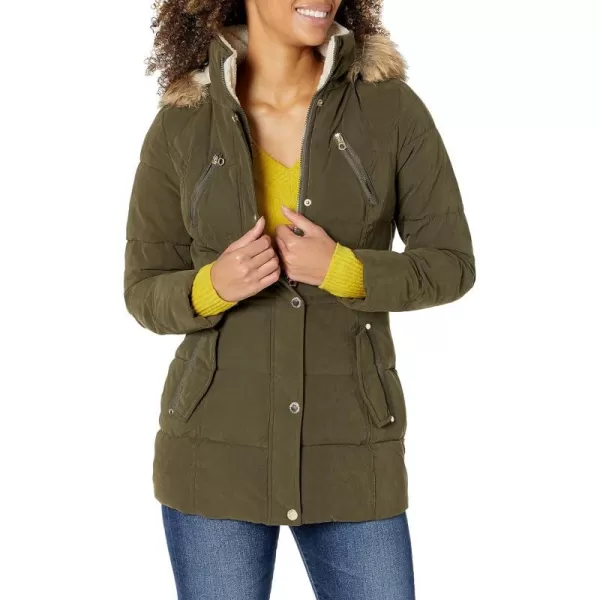 Nautica Womens Microfiber Heavy Weight Parka Down CoatOlive