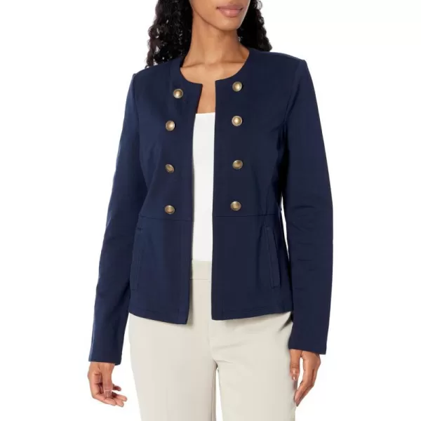 Nautica Womens Open Front Knit Captains JacketBlue