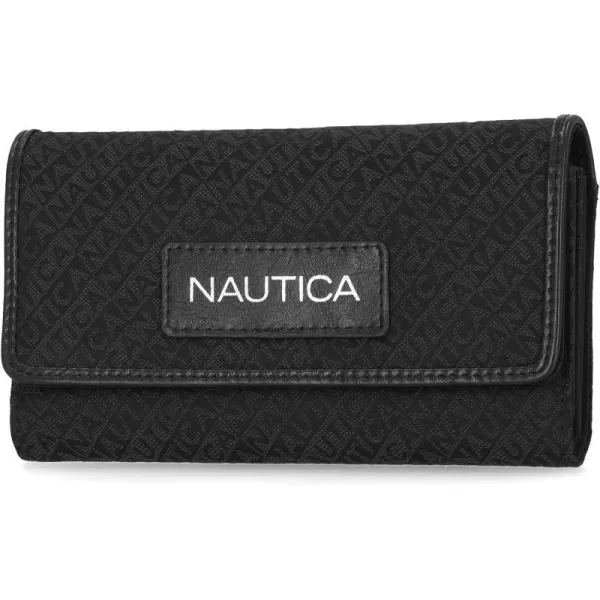 Nautica Womens Perfect CarryAll Money Manager Oraganizer with RFID Blocking WalletBlack Jacquard